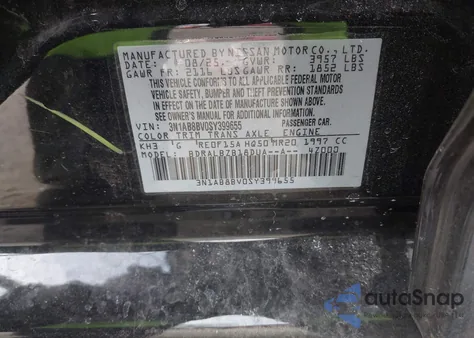 2025 Nissan Sentra S z USA, uszkodzony, nr VIN 3N1AB8BV0SY399655